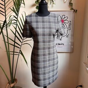 Theory Plaid Short Sleeve Dress